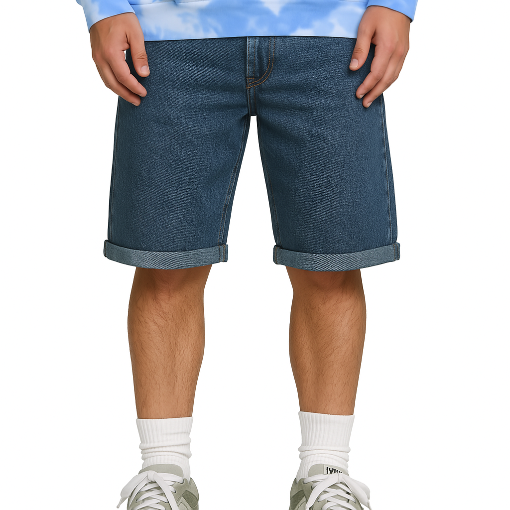 Lucien Herringbone Denim Shorts