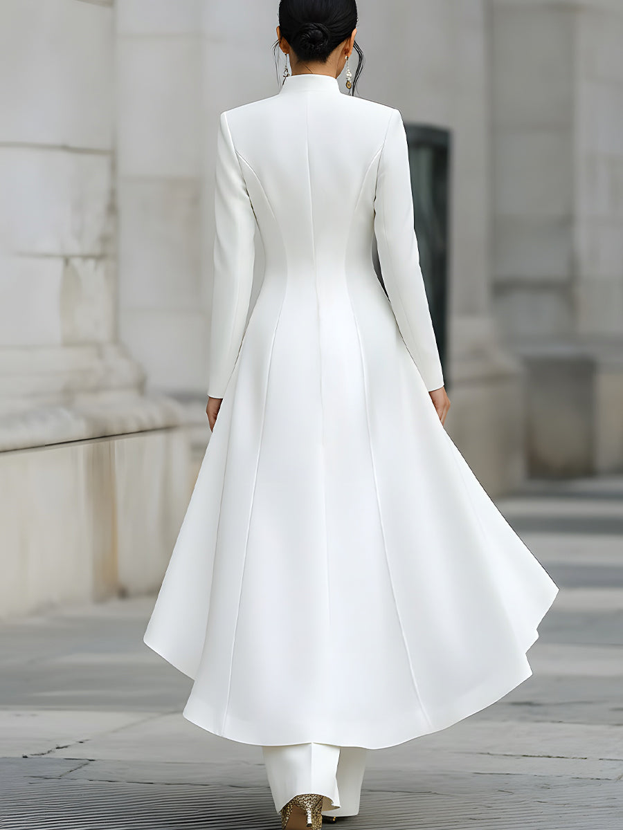 Elegant Front-buttons Long Blazer And Pants Set