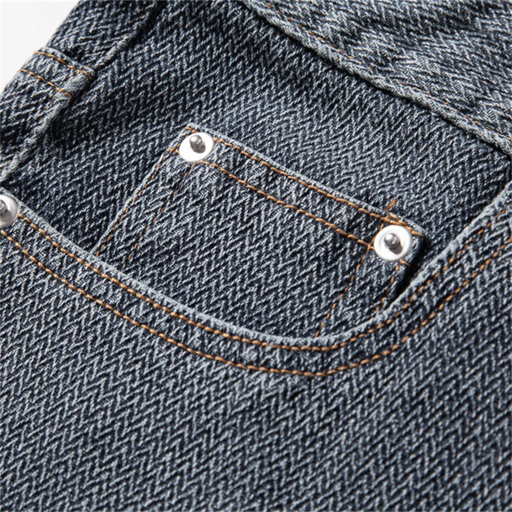 Lucien Herringbone Denim Shorts