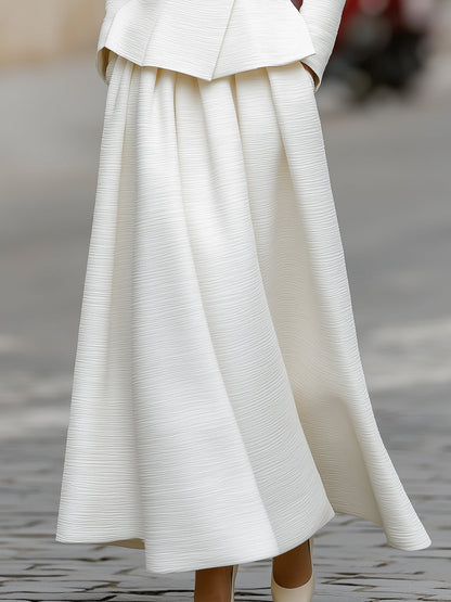 Elegant Textured Peplum Blazer & A-Line Maxi Skirt Set