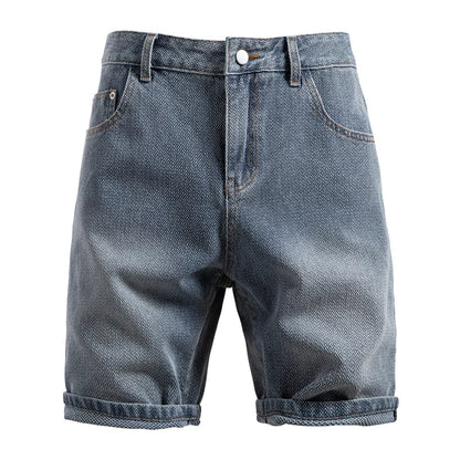 Lucien Herringbone Denim Shorts