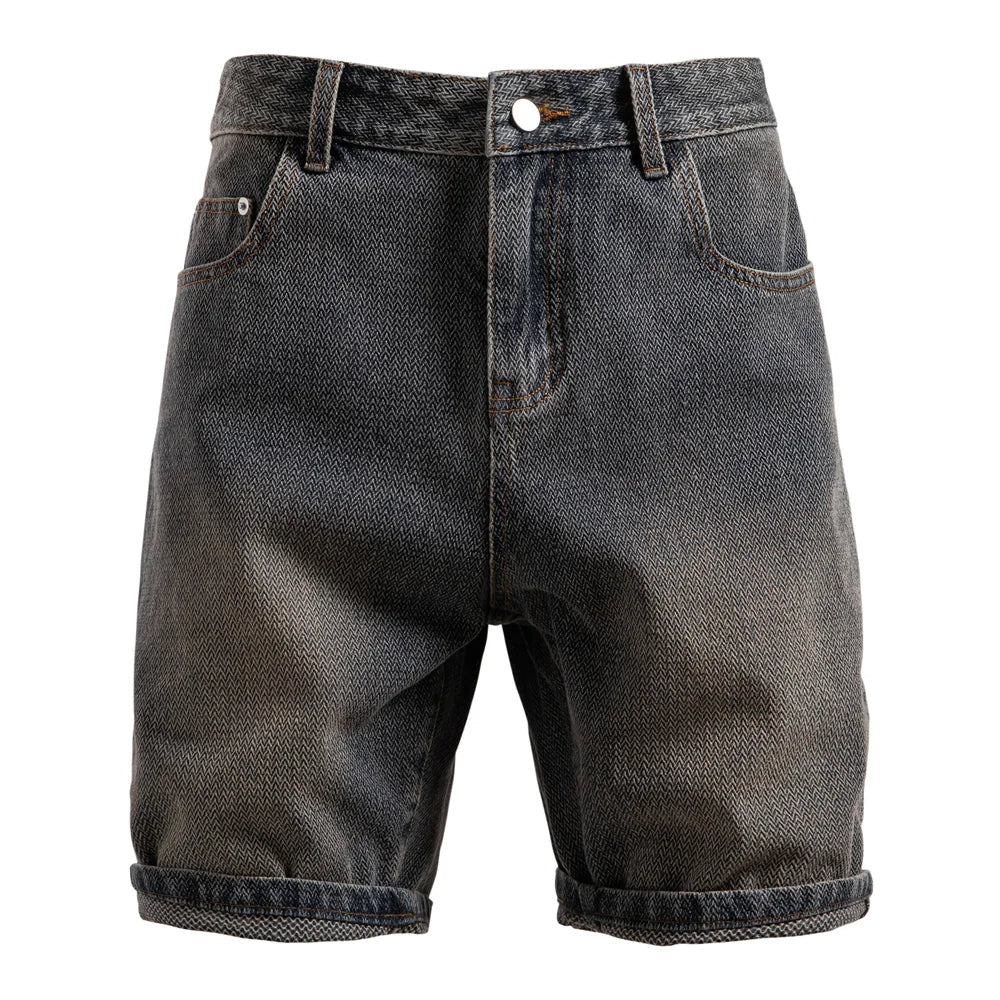 Lucien Herringbone Denim Shorts