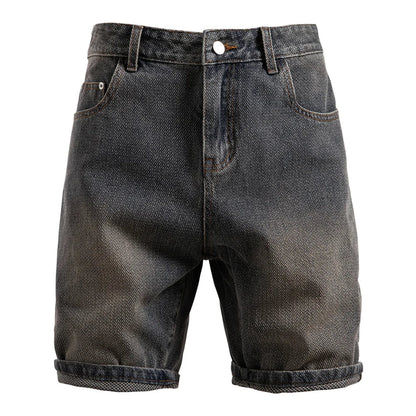 Lucien Herringbone Denim Shorts