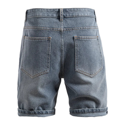 Lucien Herringbone Denim Shorts